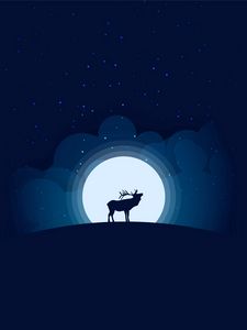 Preview wallpaper deer, moon, night, dark, art