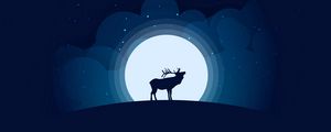Preview wallpaper deer, moon, night, dark, art