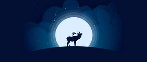 Preview wallpaper deer, moon, night, dark, art