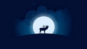 Preview wallpaper deer, moon, night, dark, art