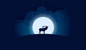 Preview wallpaper deer, moon, night, dark, art