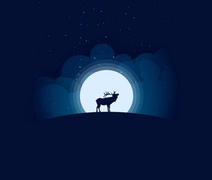 Preview wallpaper deer, moon, night, dark, art