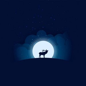 Preview wallpaper deer, moon, night, dark, art