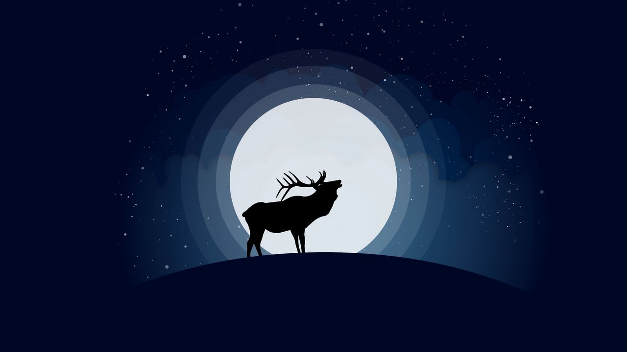 Wallpaper deer, moon, vector