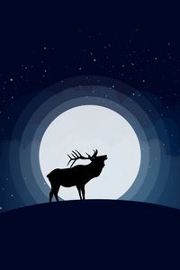 Preview wallpaper deer, moon, vector