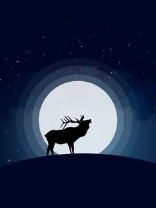 Preview wallpaper deer, moon, vector