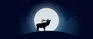 Preview wallpaper deer, moon, vector