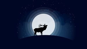 Preview wallpaper deer, moon, vector