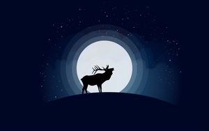 Preview wallpaper deer, moon, vector