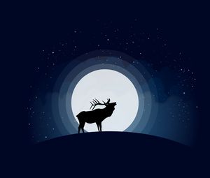 Preview wallpaper deer, moon, vector