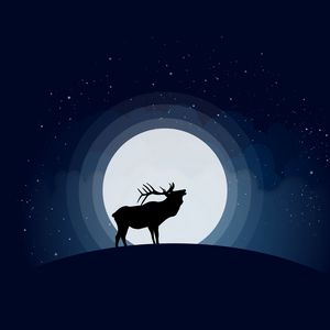 Preview wallpaper deer, moon, vector