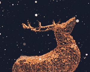 Preview wallpaper deer, sculpture, snow, garland, illumination, festive