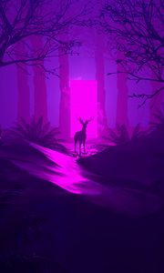 Preview wallpaper deer, silhouette, dark, forest, portal