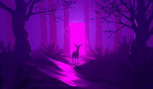 Preview wallpaper deer, silhouette, dark, forest, portal