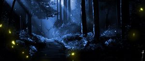 Preview wallpaper deer, silhouette, forest, art, night