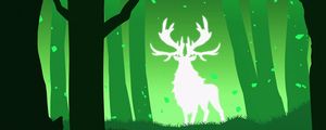 Preview wallpaper deer, silhouette, forest, vector, green