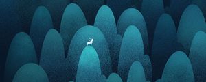 Preview wallpaper deer, silhouette, hills, blue