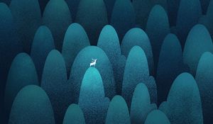 Preview wallpaper deer, silhouette, hills, blue