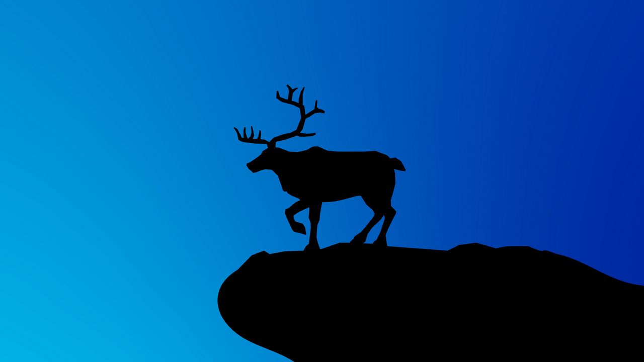 Wallpaper deer, silhouette, vector, art, blue, dark