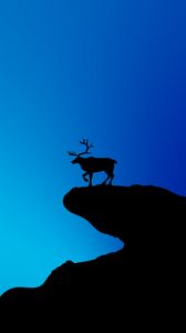 Preview wallpaper deer, silhouette, vector, art, blue, dark