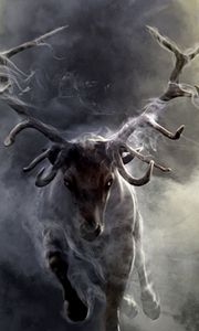 Preview wallpaper deer, smoke, run, horns