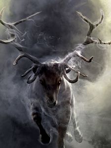 Preview wallpaper deer, smoke, run, horns