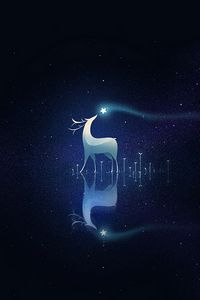 Preview wallpaper deer, starry sky, star, art, reflection