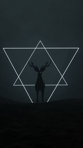 Preview wallpaper deer, triangles, dark, art, black