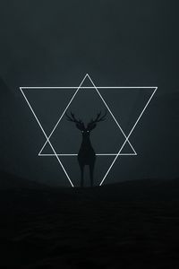 Preview wallpaper deer, triangles, dark, art, black