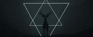 Preview wallpaper deer, triangles, dark, art, black
