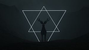 Preview wallpaper deer, triangles, dark, art, black