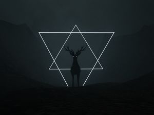 Preview wallpaper deer, triangles, dark, art, black