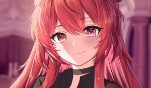 Preview wallpaper demon, girl, horns, smile, anime