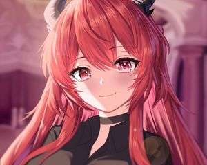 Preview wallpaper demon, girl, horns, smile, anime