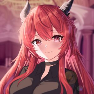 Preview wallpaper demon, girl, horns, smile, anime