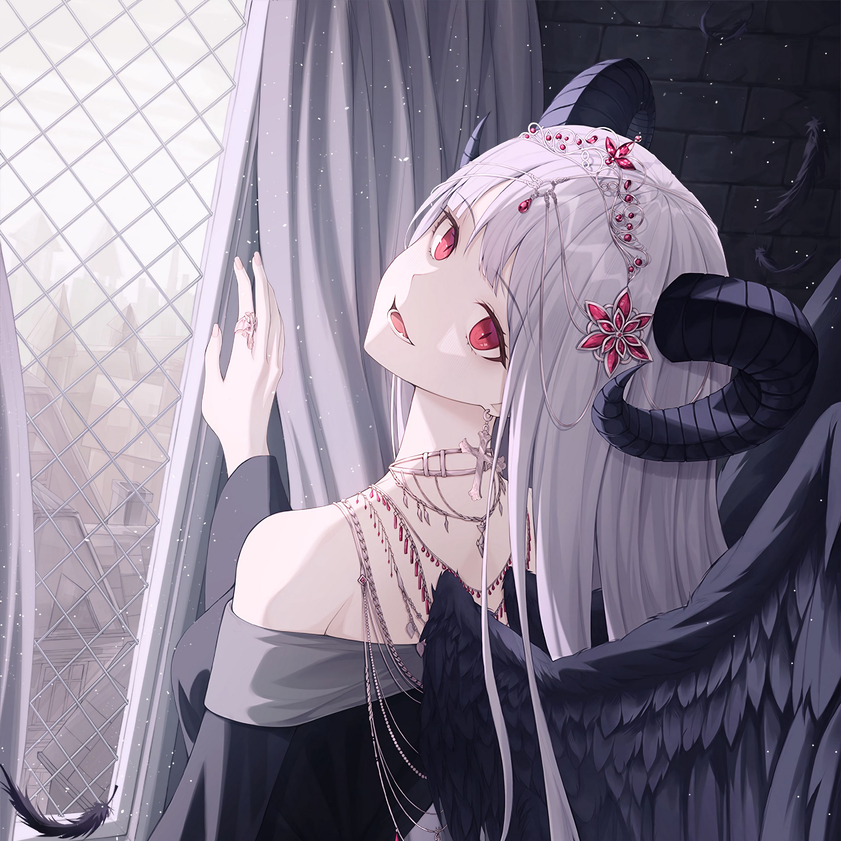 Anime Demon Girl Masked Warrior 4K wallpaper download