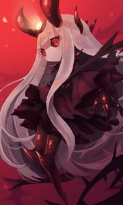 Preview wallpaper demon, horns, glance, anime, art