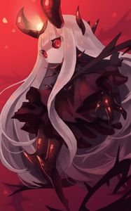 Preview wallpaper demon, horns, glance, anime, art