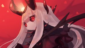 Preview wallpaper demon, horns, glance, anime, art