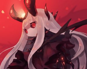 Preview wallpaper demon, horns, glance, anime, art
