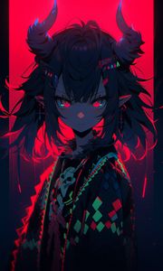 Preview wallpaper demon, horns, piercing, anime