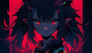 Preview wallpaper demon, horns, piercing, anime