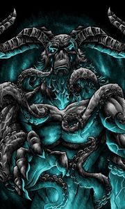 Preview wallpaper demon, horns, tentakles, art