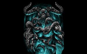 Preview wallpaper demon, horns, tentakles, art