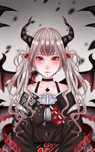 Preview wallpaper demon, horns, wings, anime