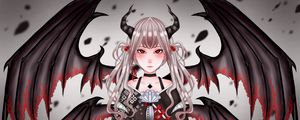 Preview wallpaper demon, horns, wings, anime