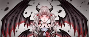 Preview wallpaper demon, horns, wings, anime