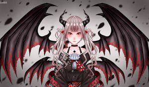 Preview wallpaper demon, horns, wings, anime