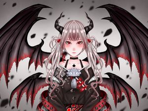 Preview wallpaper demon, horns, wings, anime