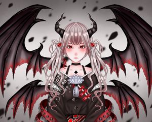 Preview wallpaper demon, horns, wings, anime